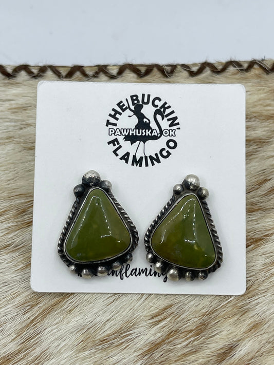 LOT 58 B 1/25    Royston Turquoise Post Earrings by Elouise Kee, Navajo