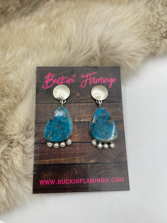 Turquoise Teardrop Post Dangle Earrings