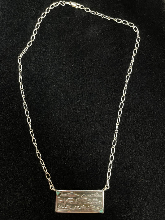 20" UFO Alien Storyteller Necklace by Jeremy Delgarito, Navajo