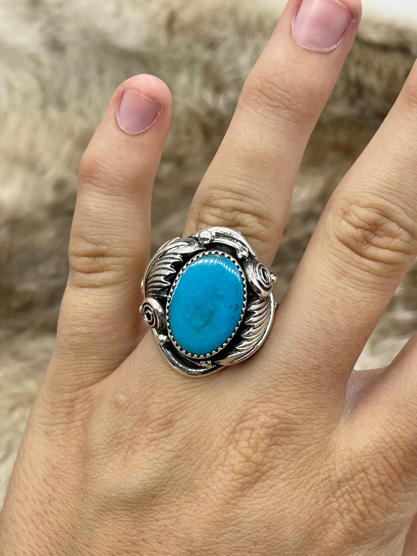 10.0 Turquoise Ring by Darrell Morgan, Navajo