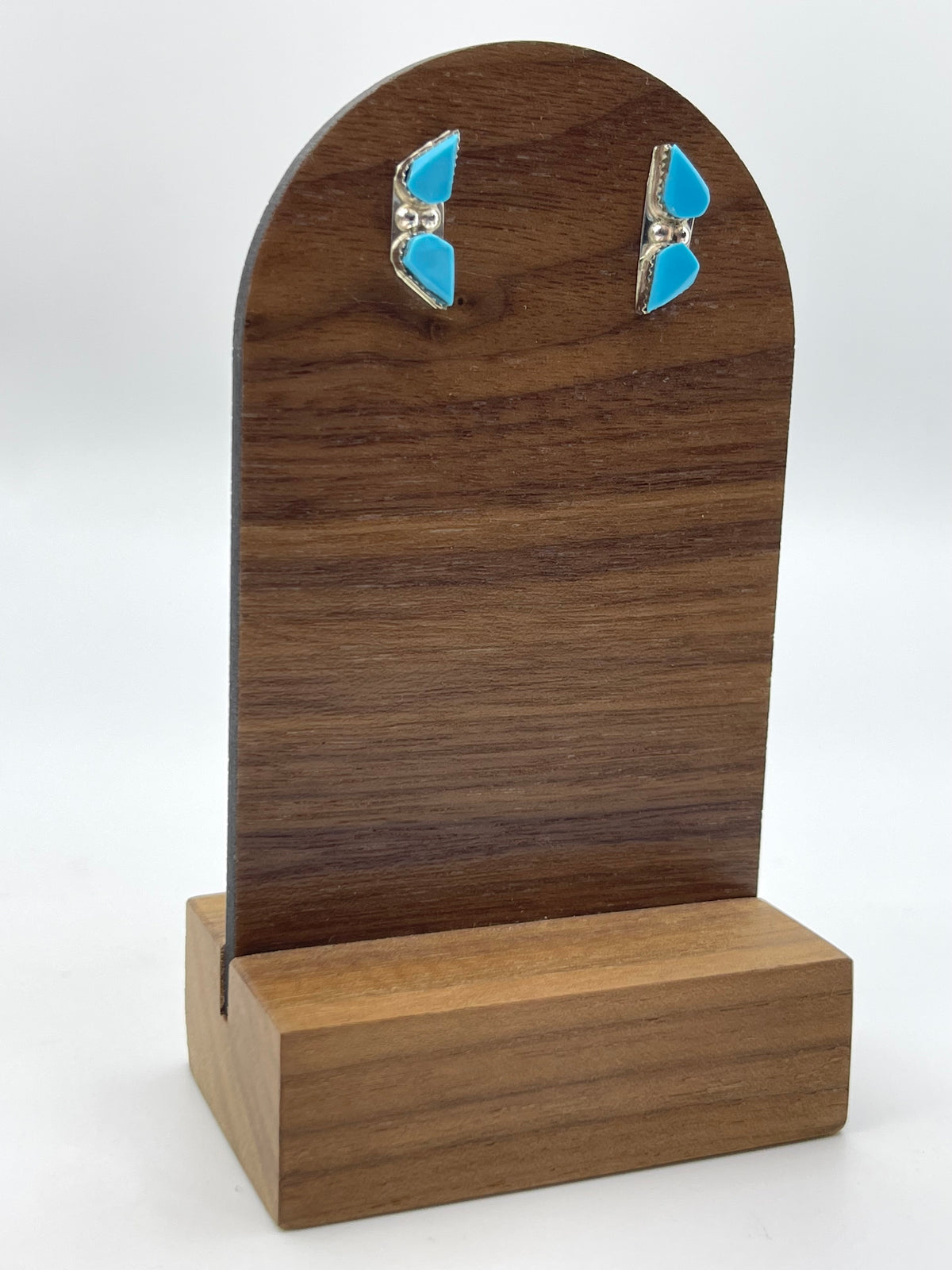 2 Stone Turquoise Earrings by Huberta Lonjose, Zuni