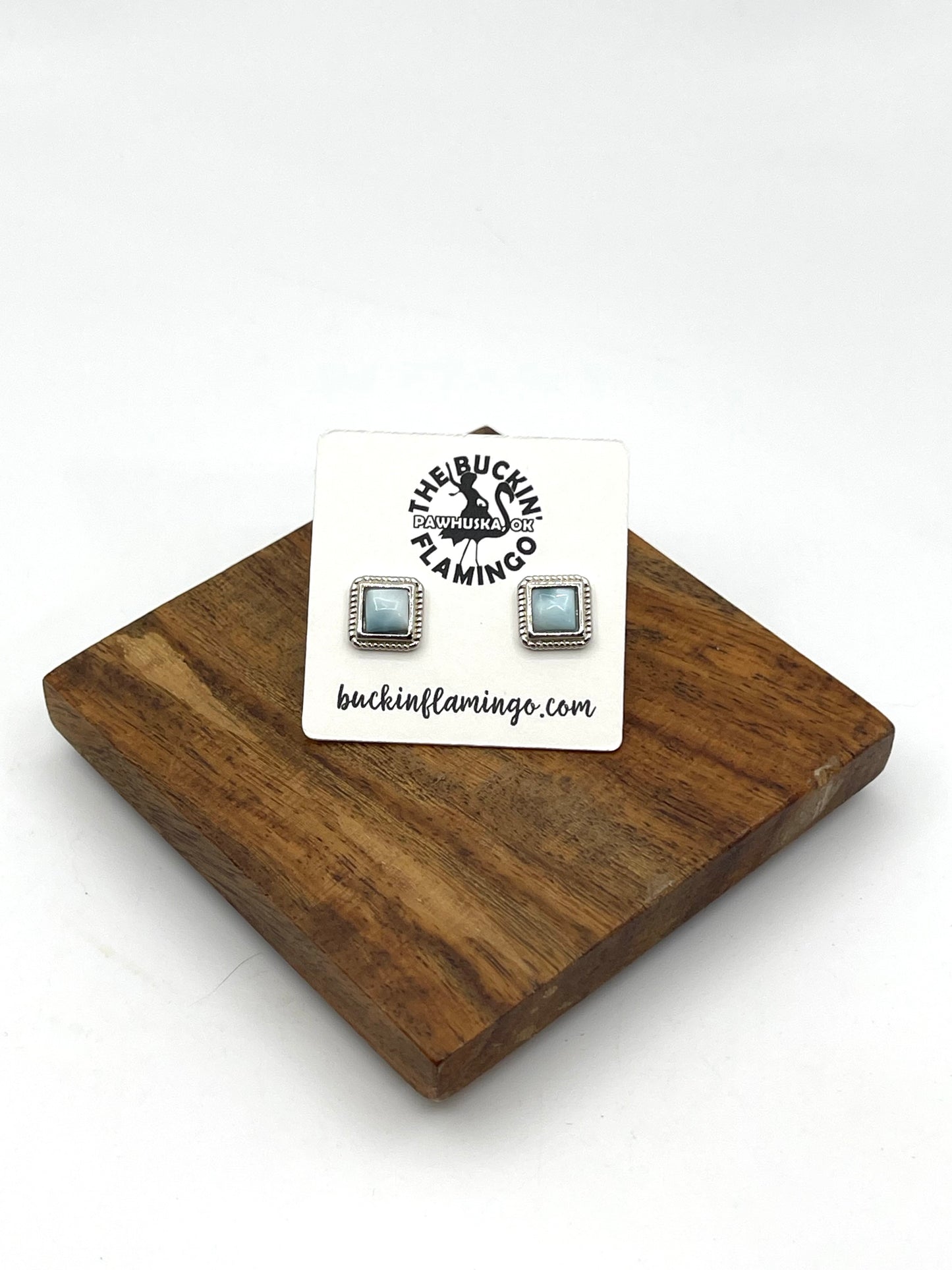 Larimar Tiny Square Post Earrings