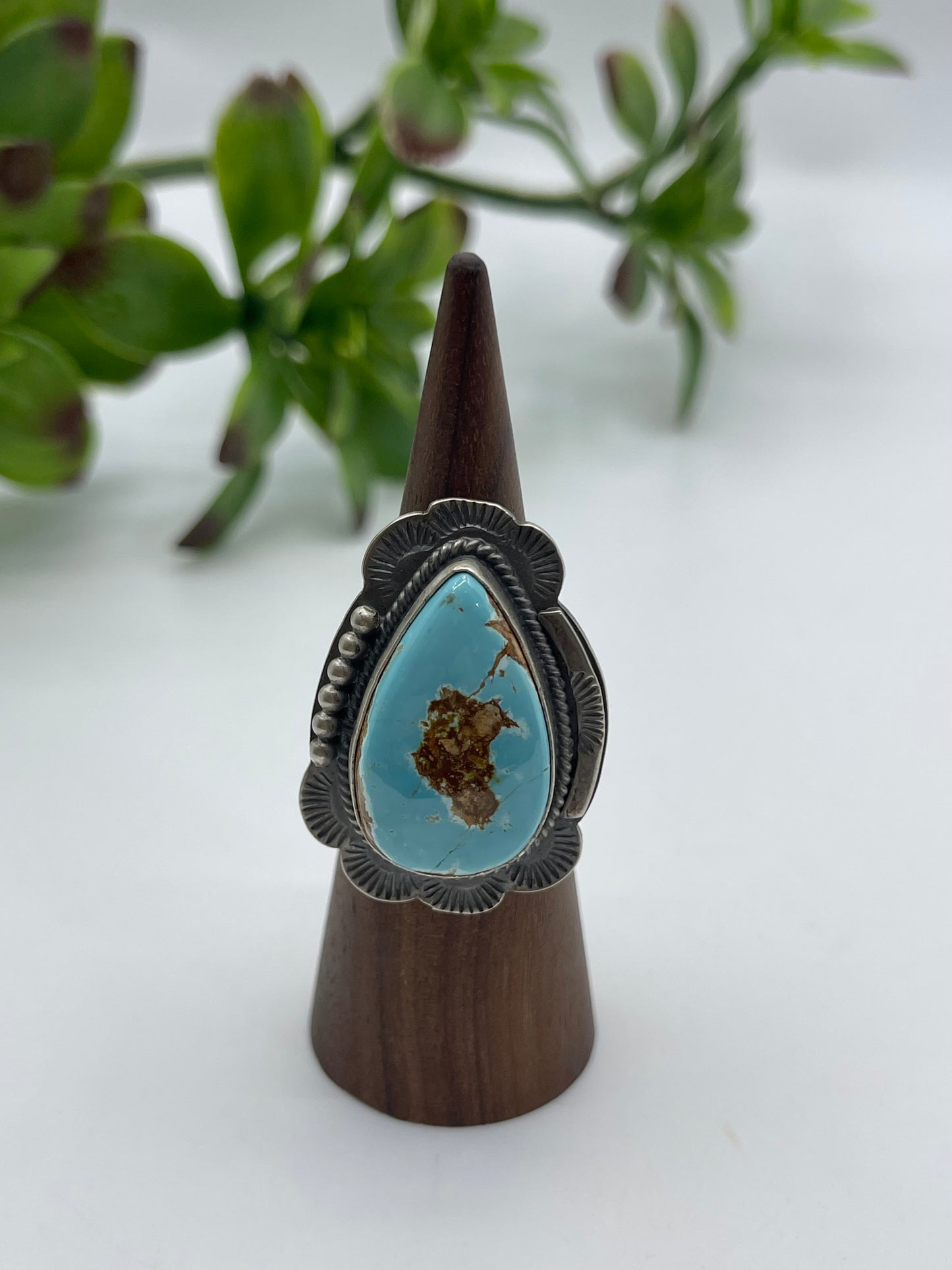 8.0 Teardrop #8 Turquoise Ring