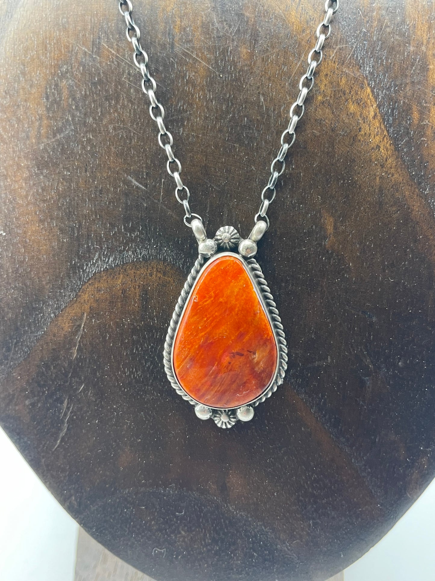 Orange Spiny Oyster Shell Necklace by Irene Kee, Navajo