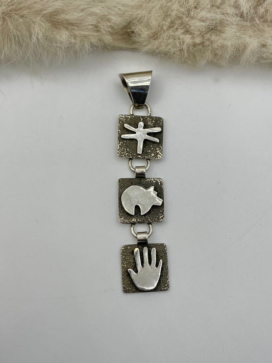 7mm Bail Triple Dangle Mini Petroglyph Pendant by Alex Sanchez, Navajo