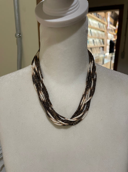18" 10 Strand Melon Shell Necklace by Ramona Bird, Santo Domingo