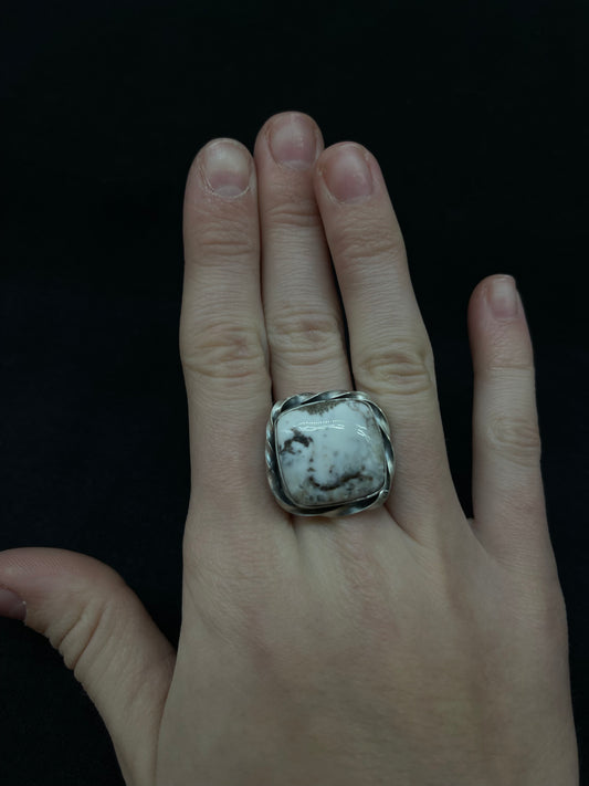 8.5 White Buffalo Square Ring, Navajo