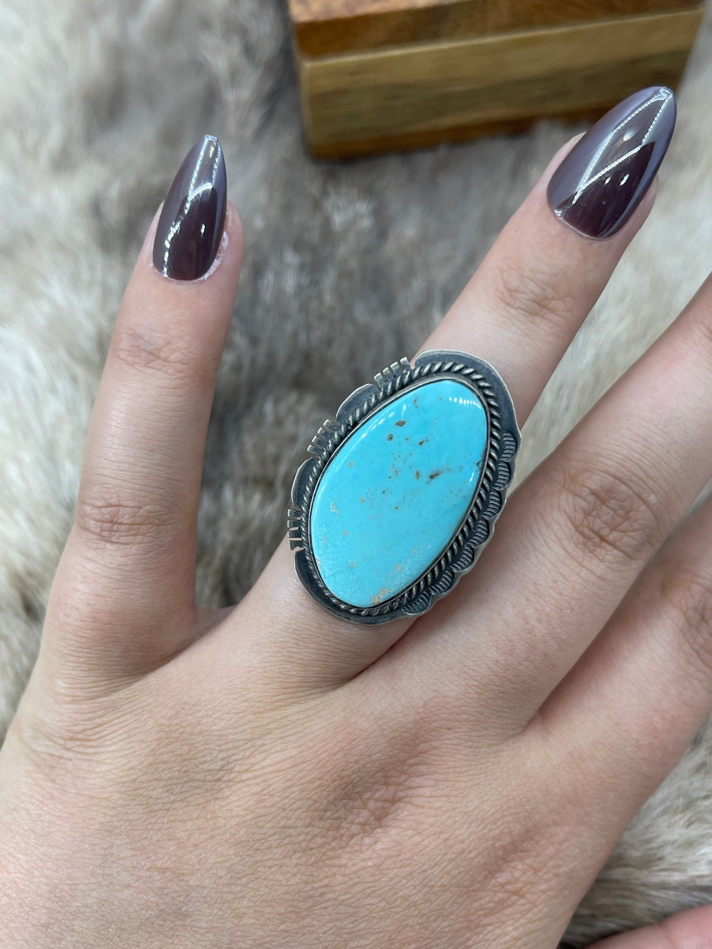 6.5 Kingman Turquoise Ring by John Nelson, Navajo
