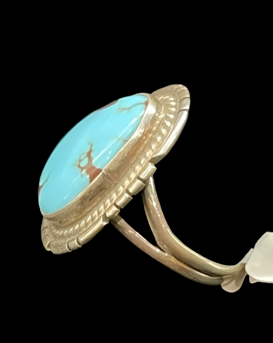 6.5 Kingman Turquoise Ring by Peggy Skeets, Navajo