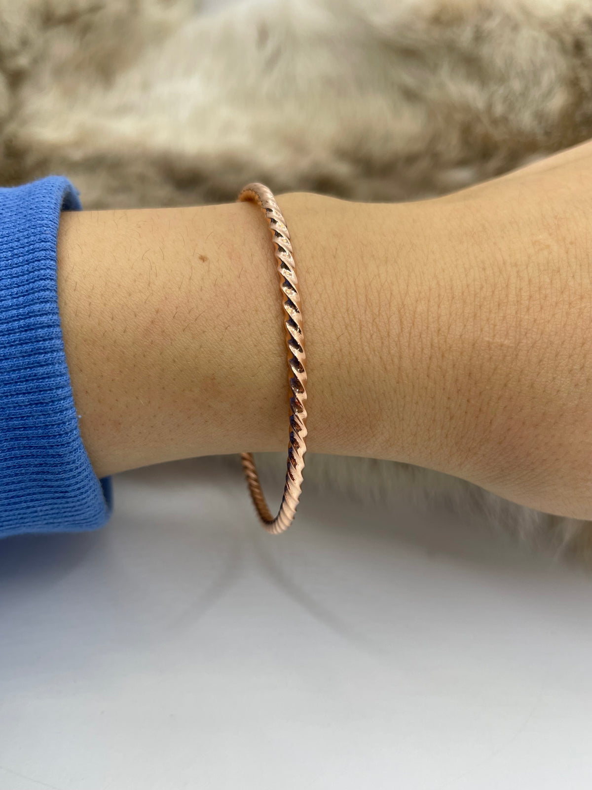 8" Twisted Copper Wire Bangle Bracelet by Elaine Tahe, Navajo