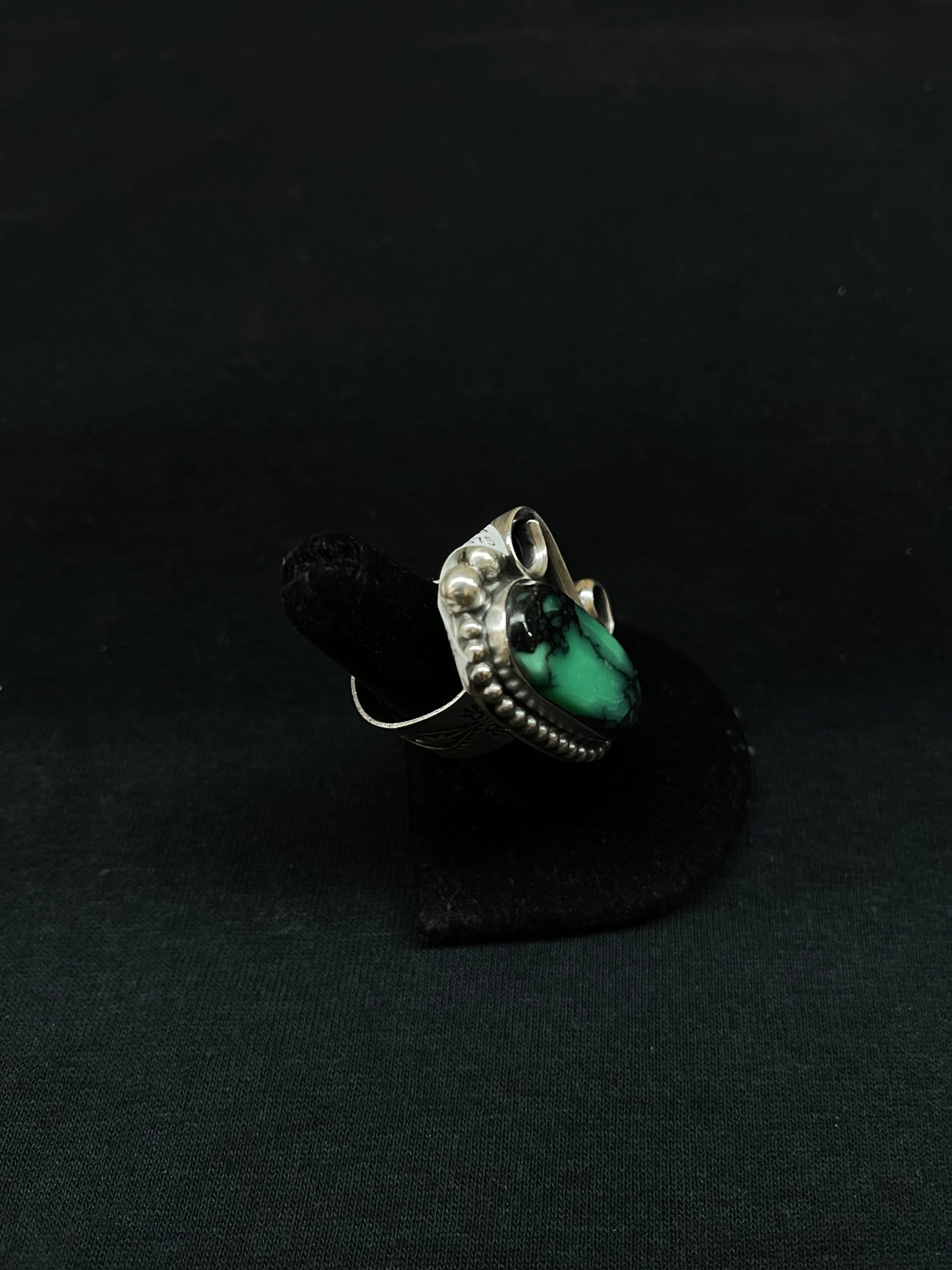 Adjustable Emerald Rose Turquoise Oval Ring by Zia