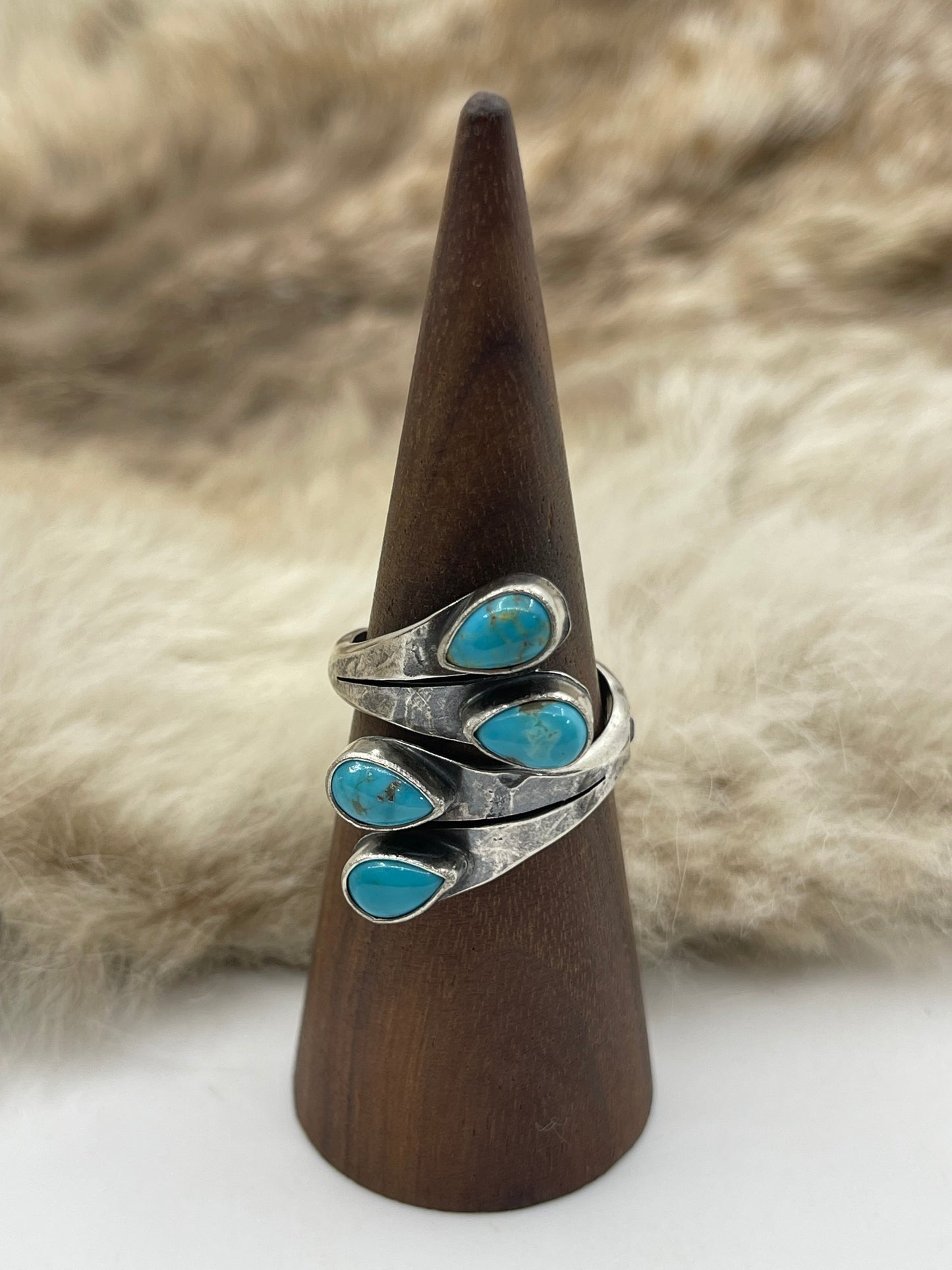 7.0 4 Stone Semi-Adjustable Ring by Thomas Yazzie, Navajo