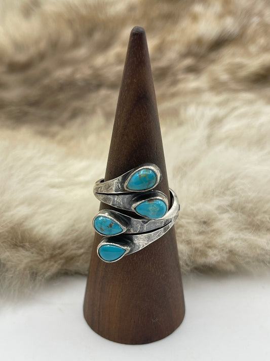 9.0 4 Stone Semi-Adjustable Ring by Thomas Yazzie, Navajo