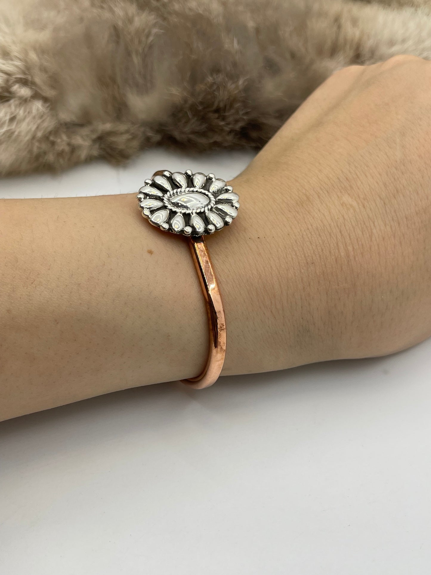 5.25”-7” Copper Band with Silver Cluster by Charlene Yazzie, Navajo