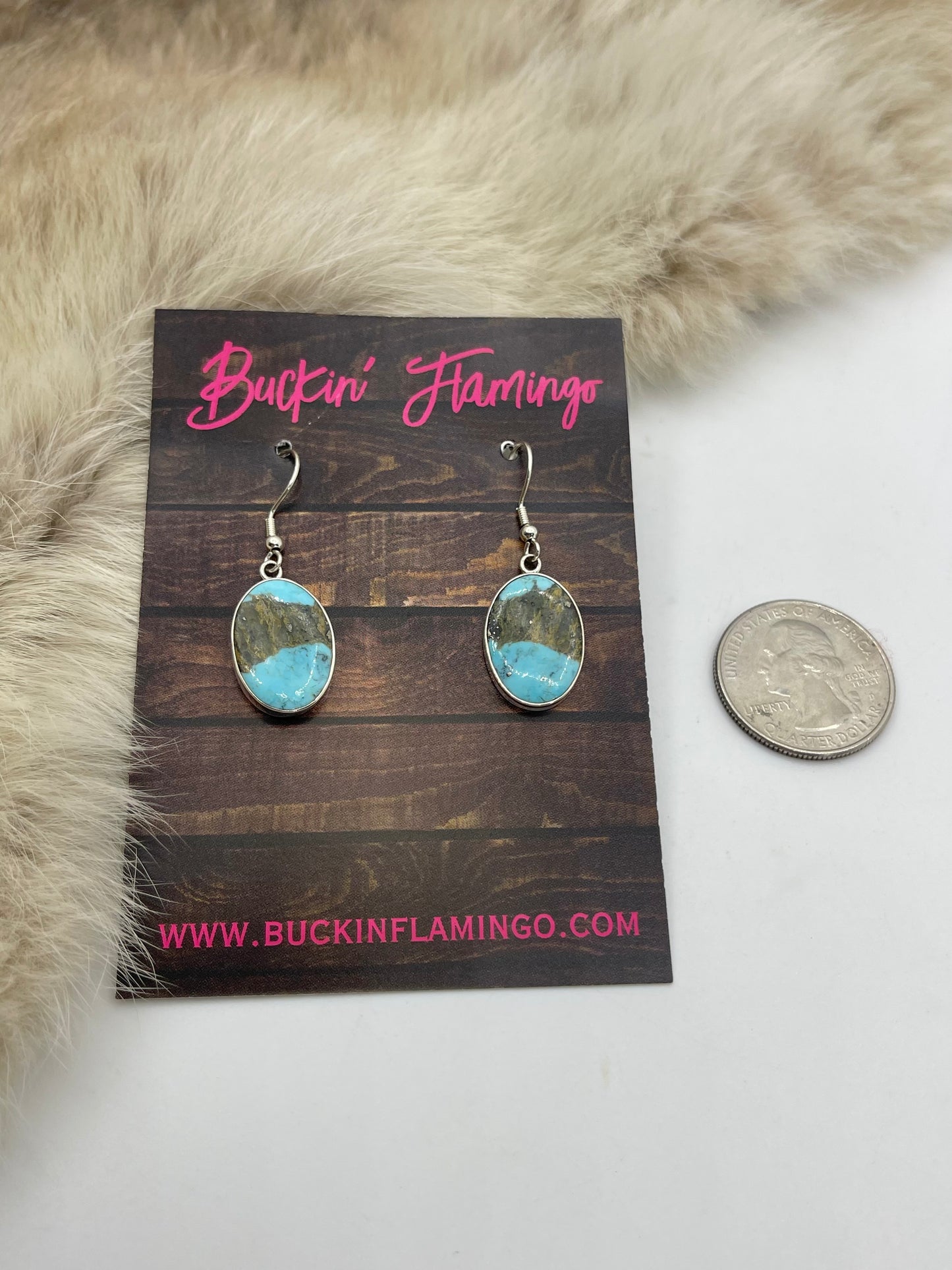 Oval Kingman Turquoise Dangle Earrings