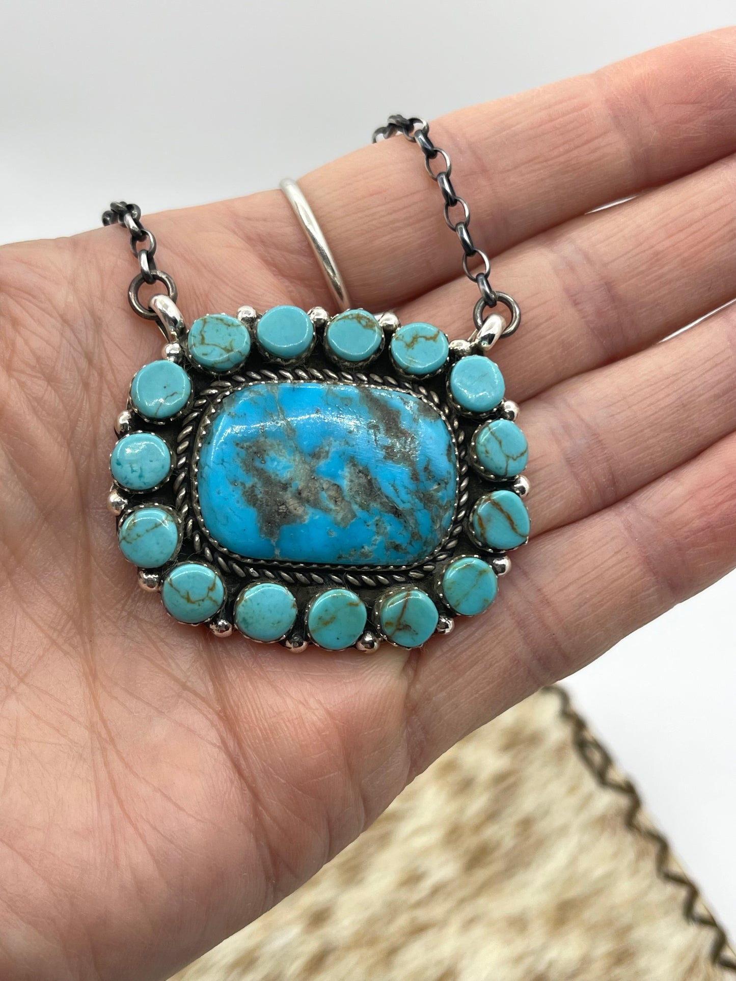 Turquoise Cluster Necklace by Larry Etsitty, Navajo