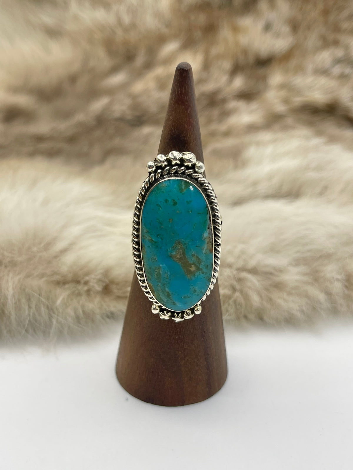 6.5 Kingman Turquoise Ring by Michael Yazzie, Navajo