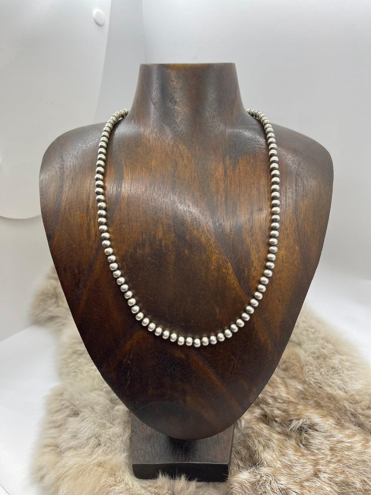 19” 5mm Navajo Style Pearls Strung by Lucinda Sardo, Navajo