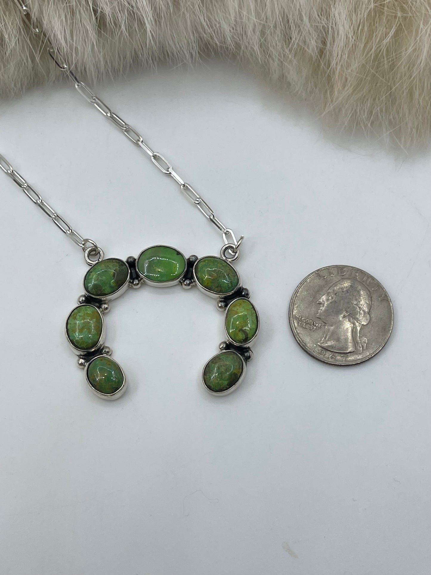 18" Green Pixie Turquoise Naja Necklace