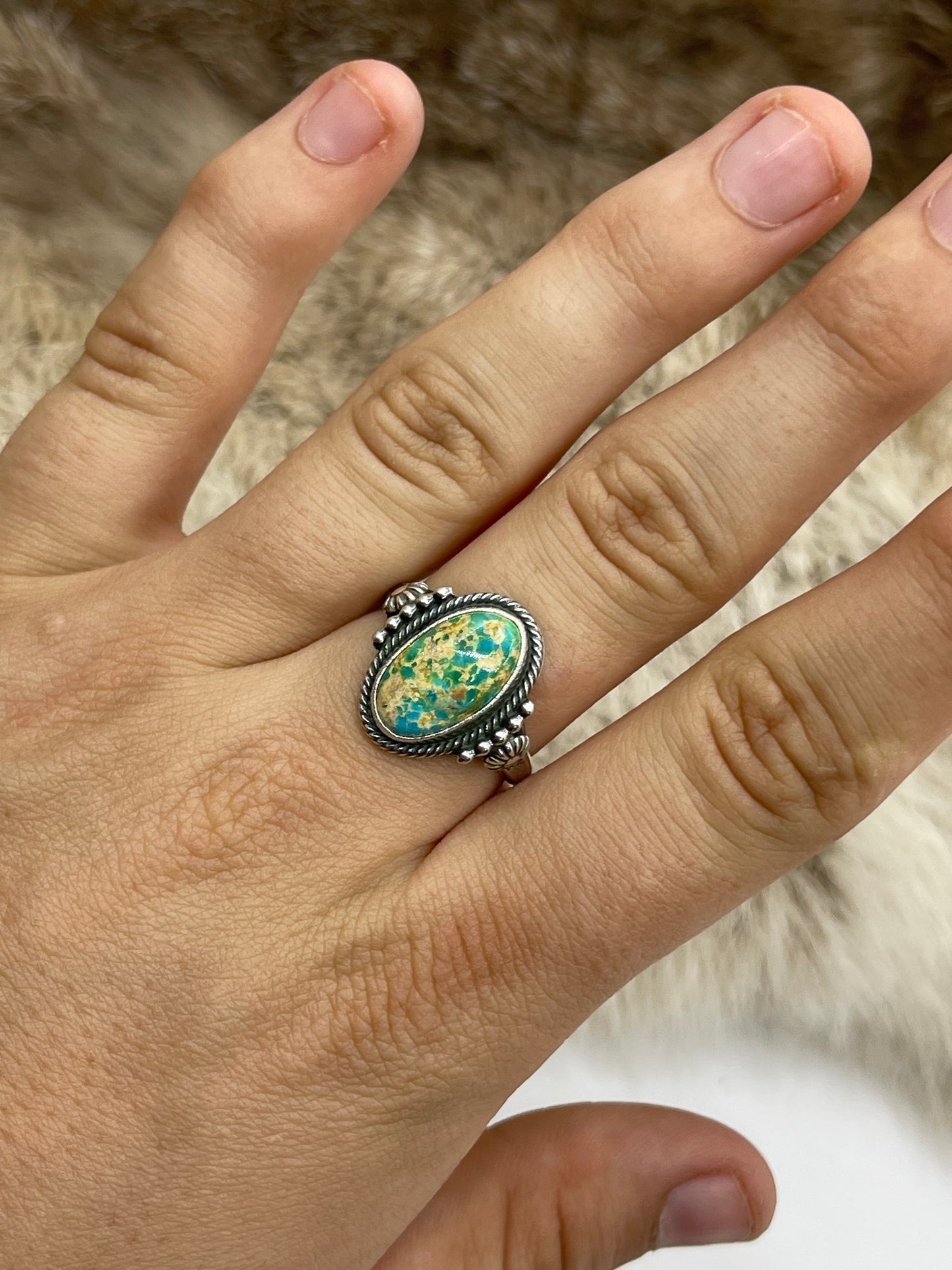 10.5 Sonoran Gold Turquoise Ring by Samuel Yellowhair, Navajo