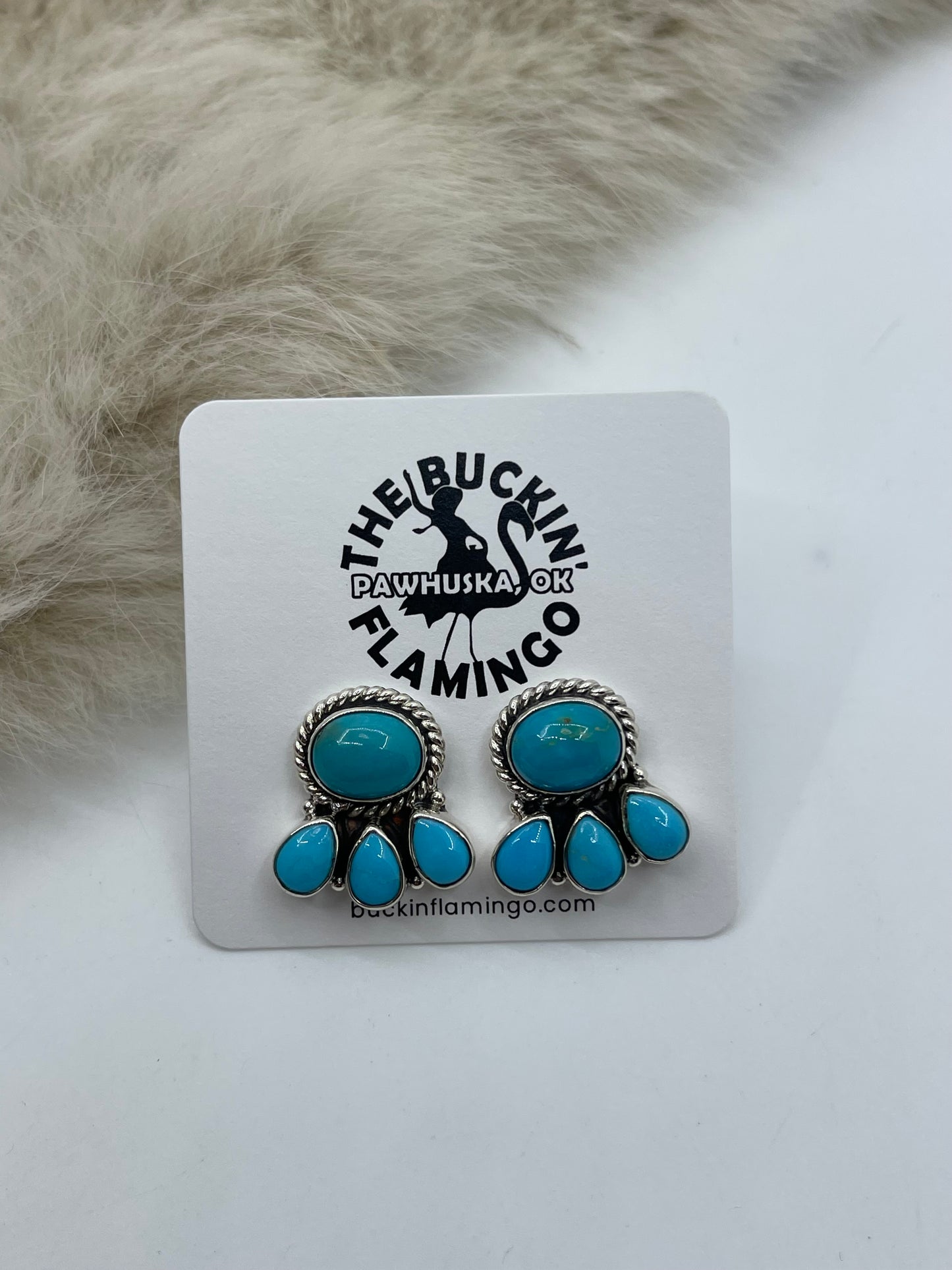 Turquoise Half Cluster Post Earring