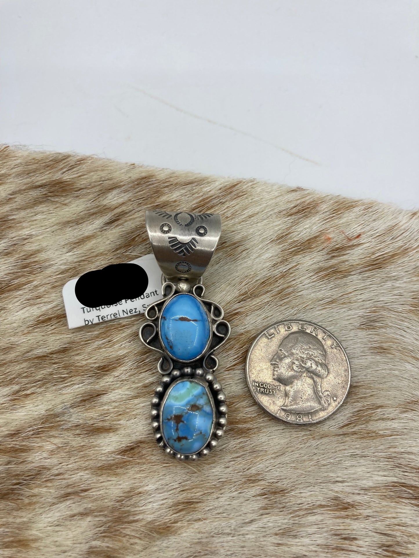 Golden Hills Turquoise Pendant by Terrel Nez, Sr. Navajo (13mm Bale)