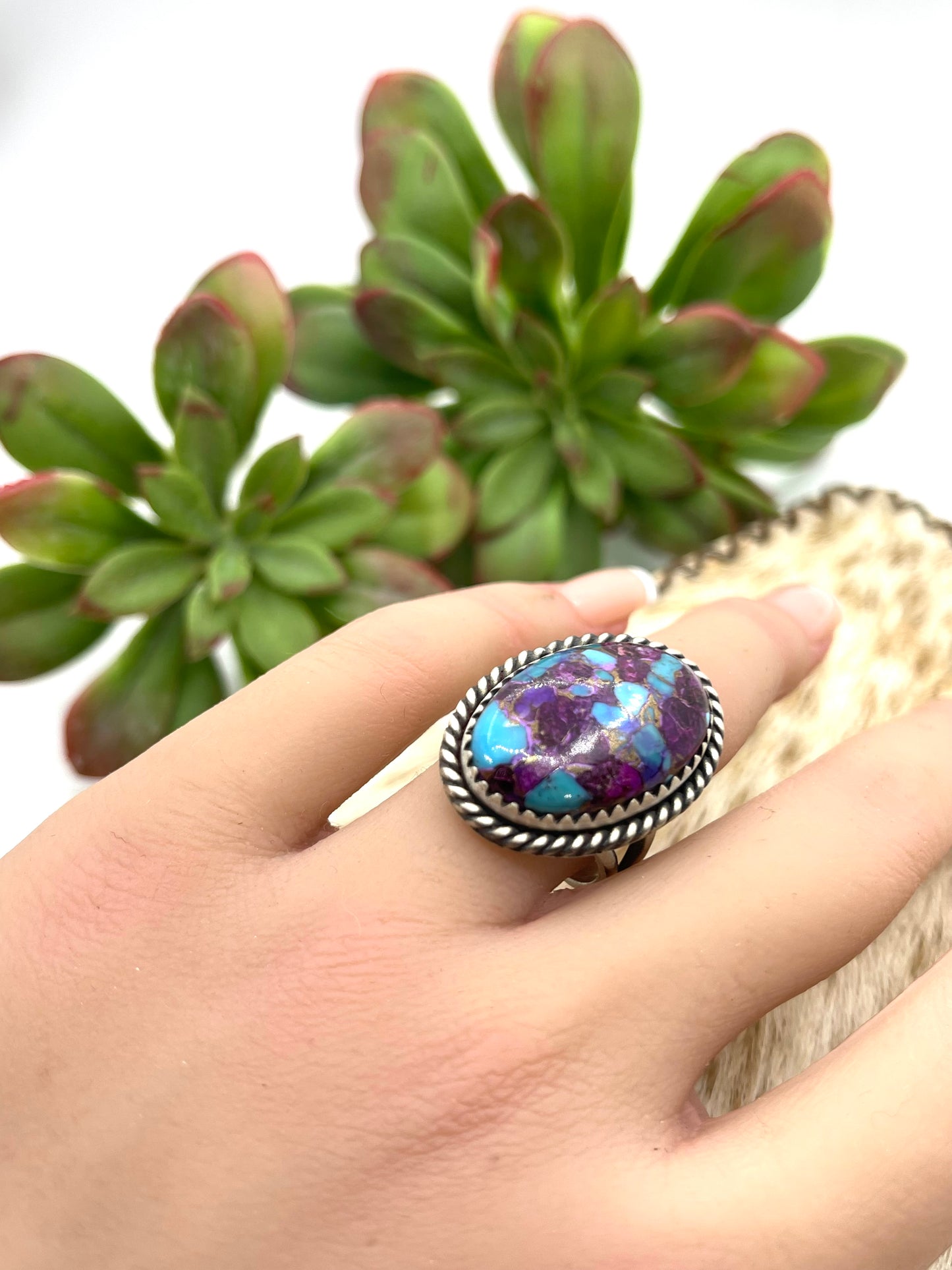 8.0 Purple Mojave Turquoise Oval Shaped Ring