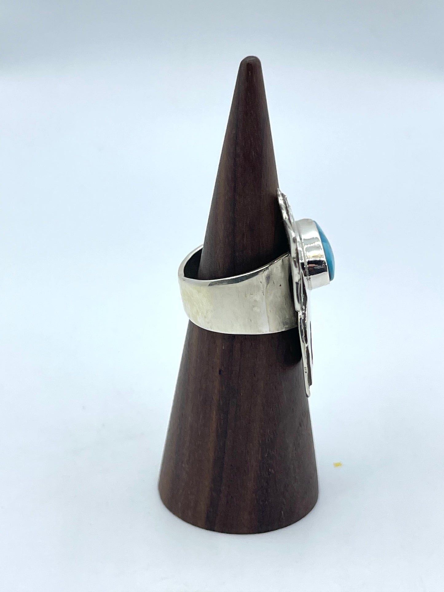8.5 Kingman Turquoise Horse Ring by Marie Jackson, Navajo