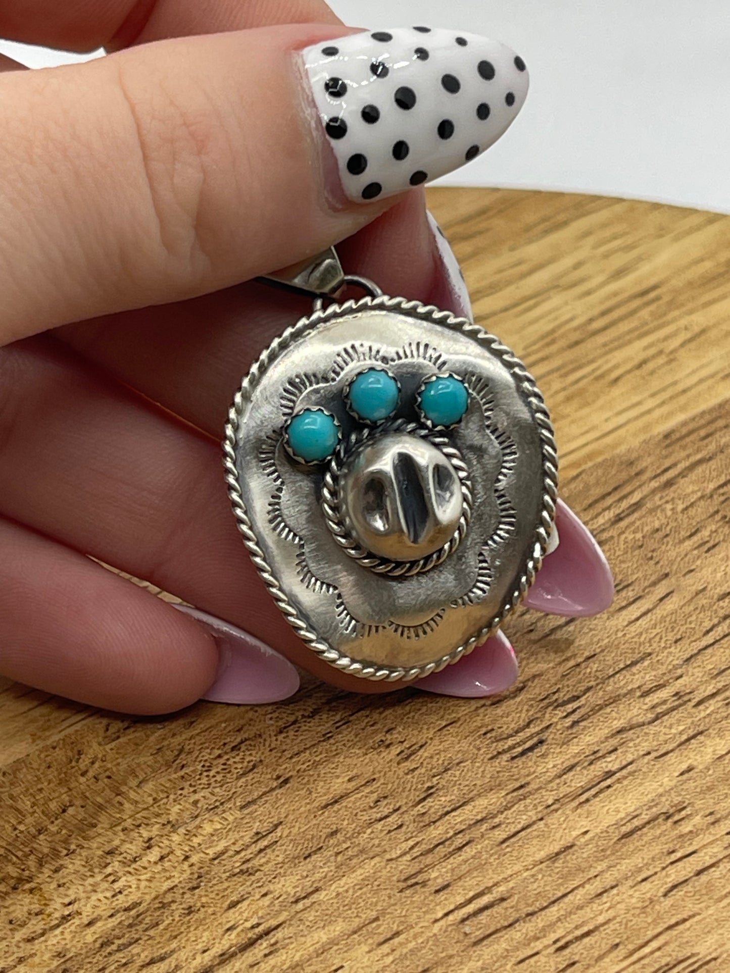 Turquoise Cowboy Hat Pendant by Bobby Platero, Navajo