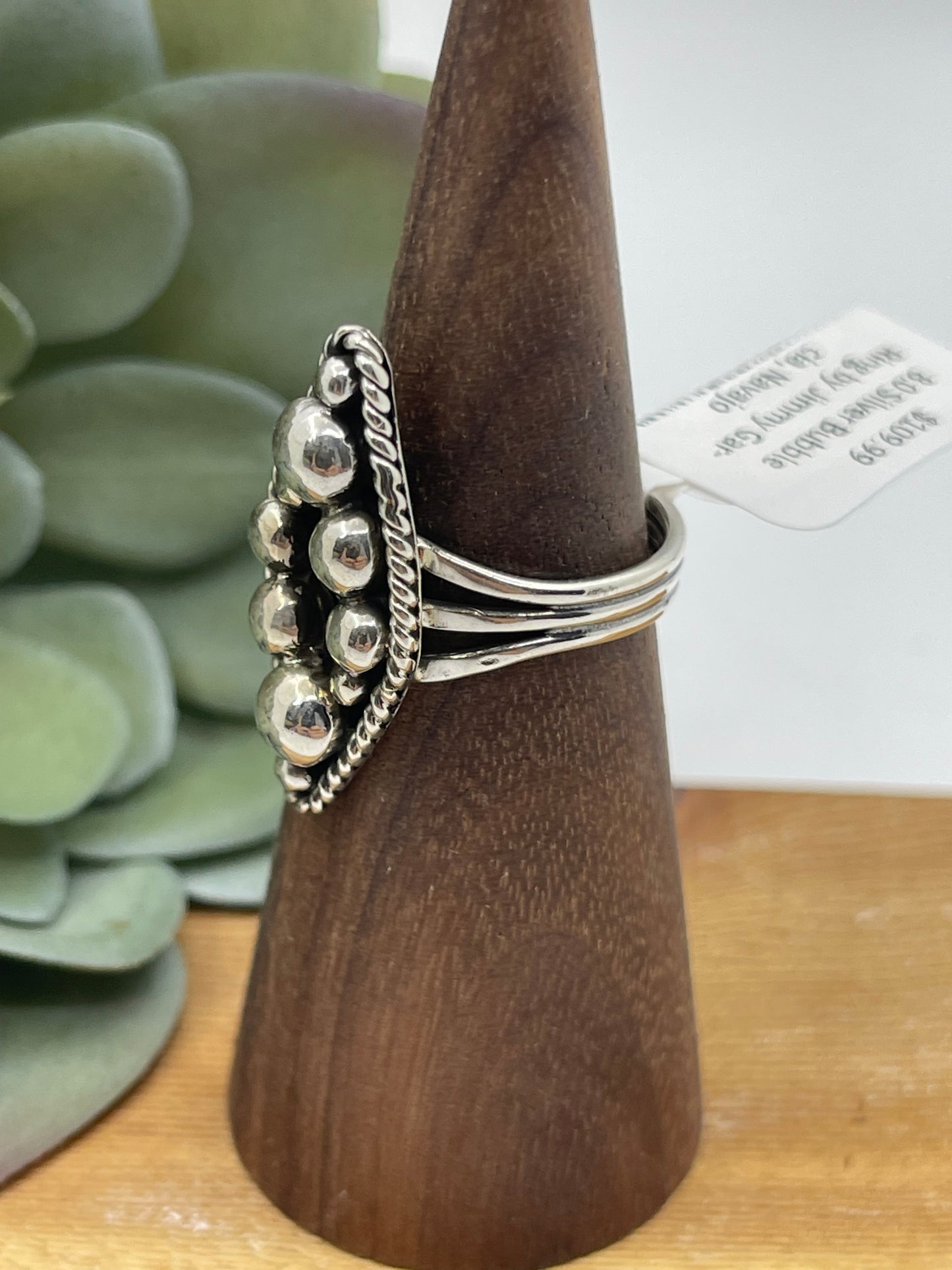 9.0 Silver Bubble Ring by Jimmy Garcia, Navajo