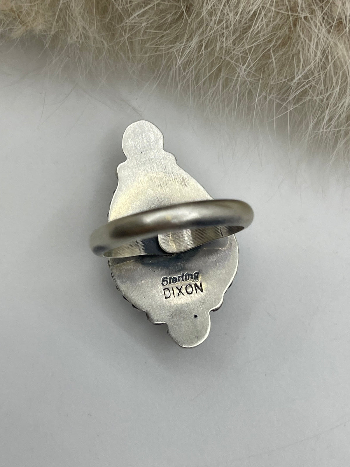 6.0-8.0 #8 Turquoise Adjustable Ring by Johnny Dixon, Navajo