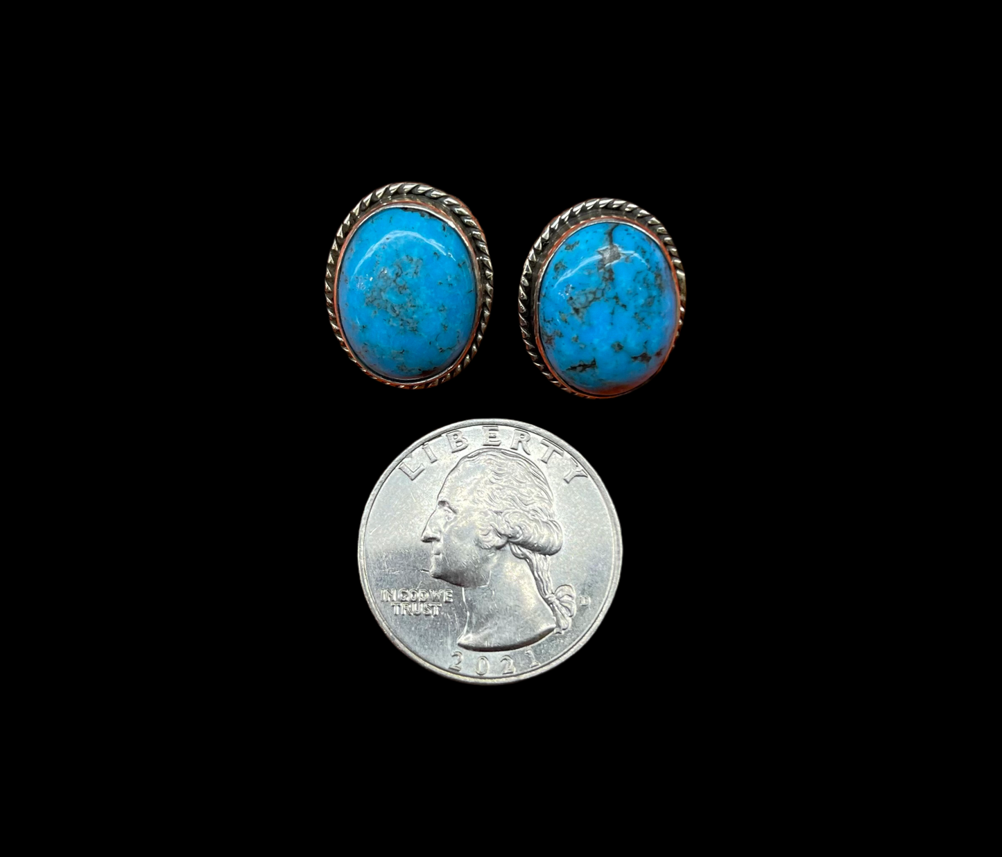 Kingman Turquoise Oval Post Earrings