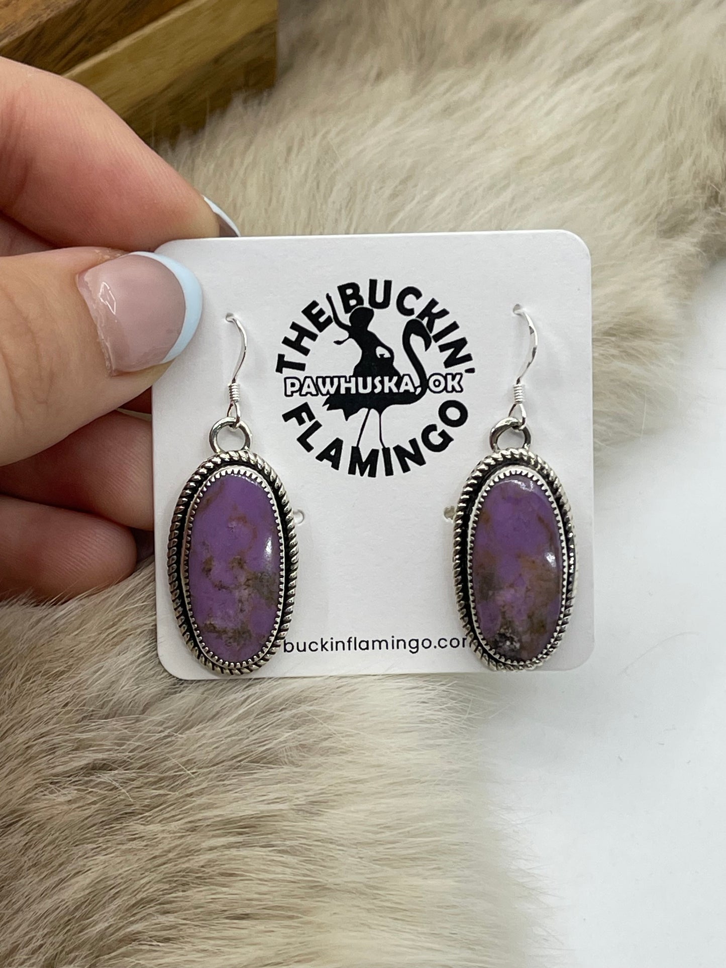 Purple Desert Phosphosiderite Earrings by Joelias Draper, Navajo