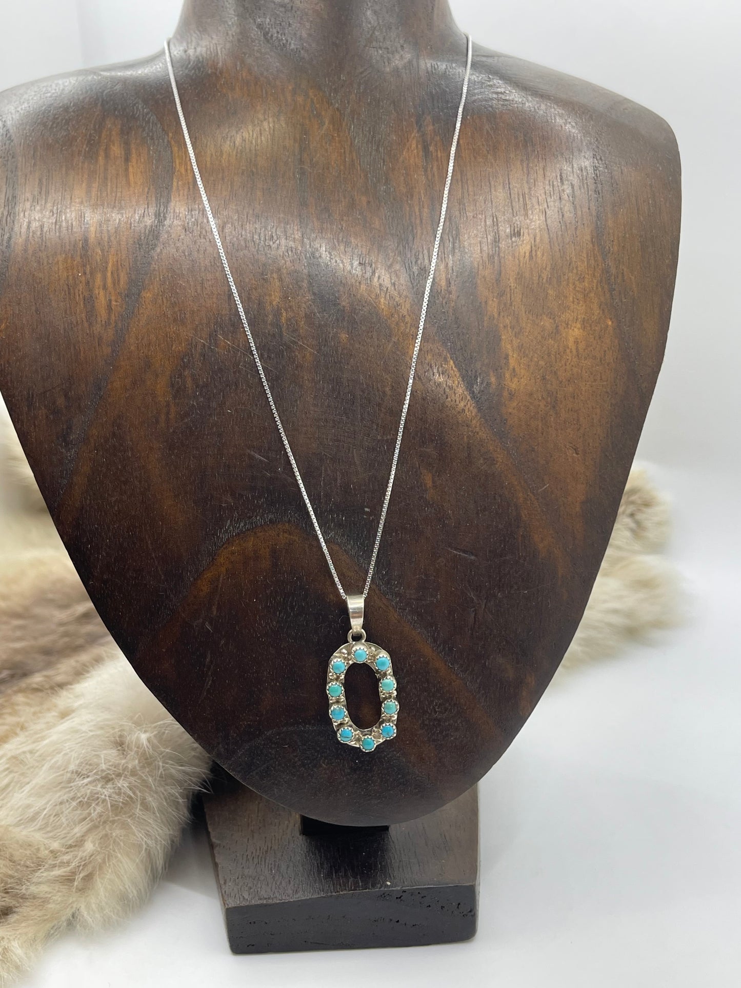 18" Turquoise Letter "o" Necklace by Scott Skeets, Navajo