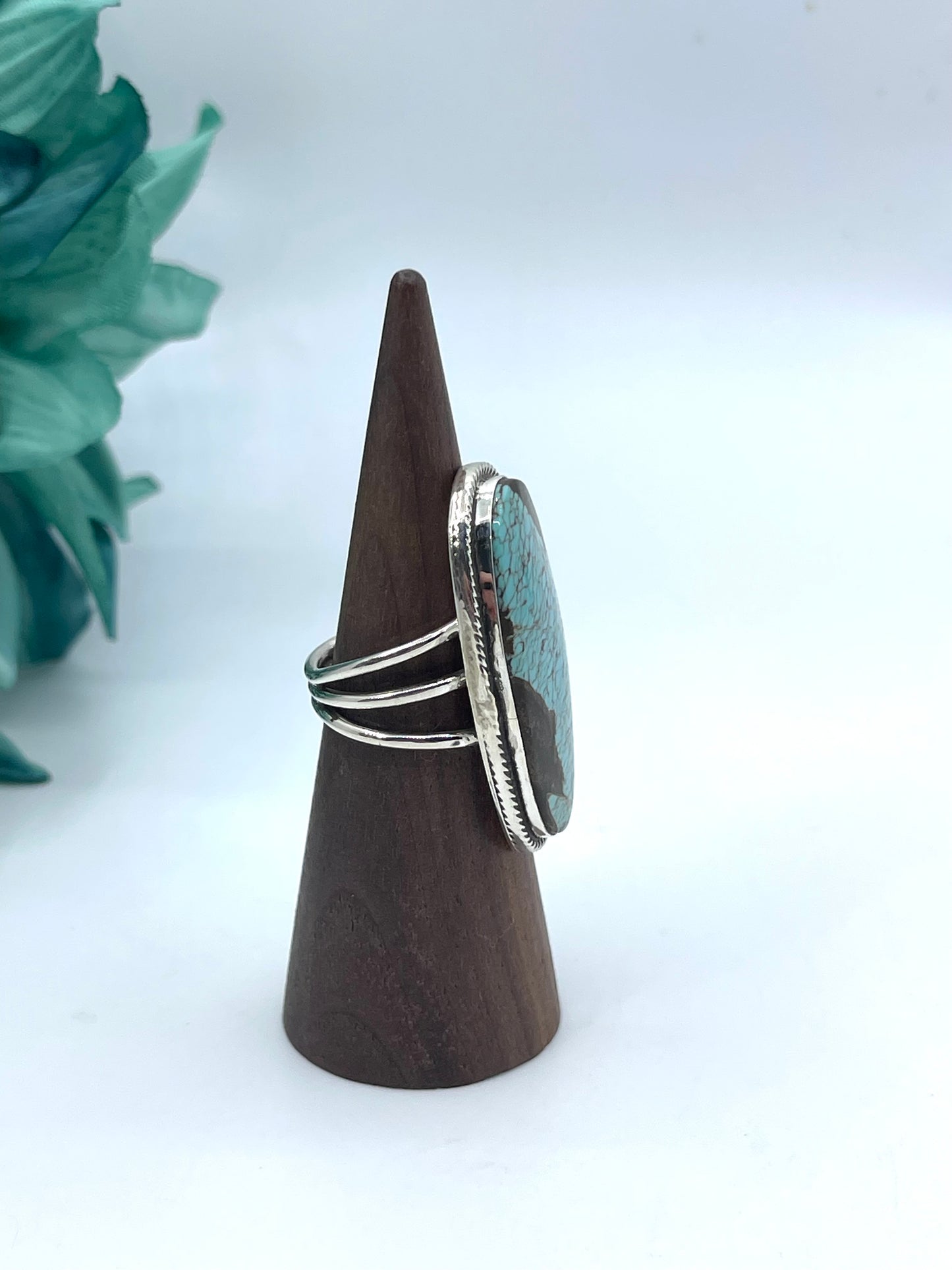 8.0 #8 Turquoise Ring by Marie Jackson, Navajo