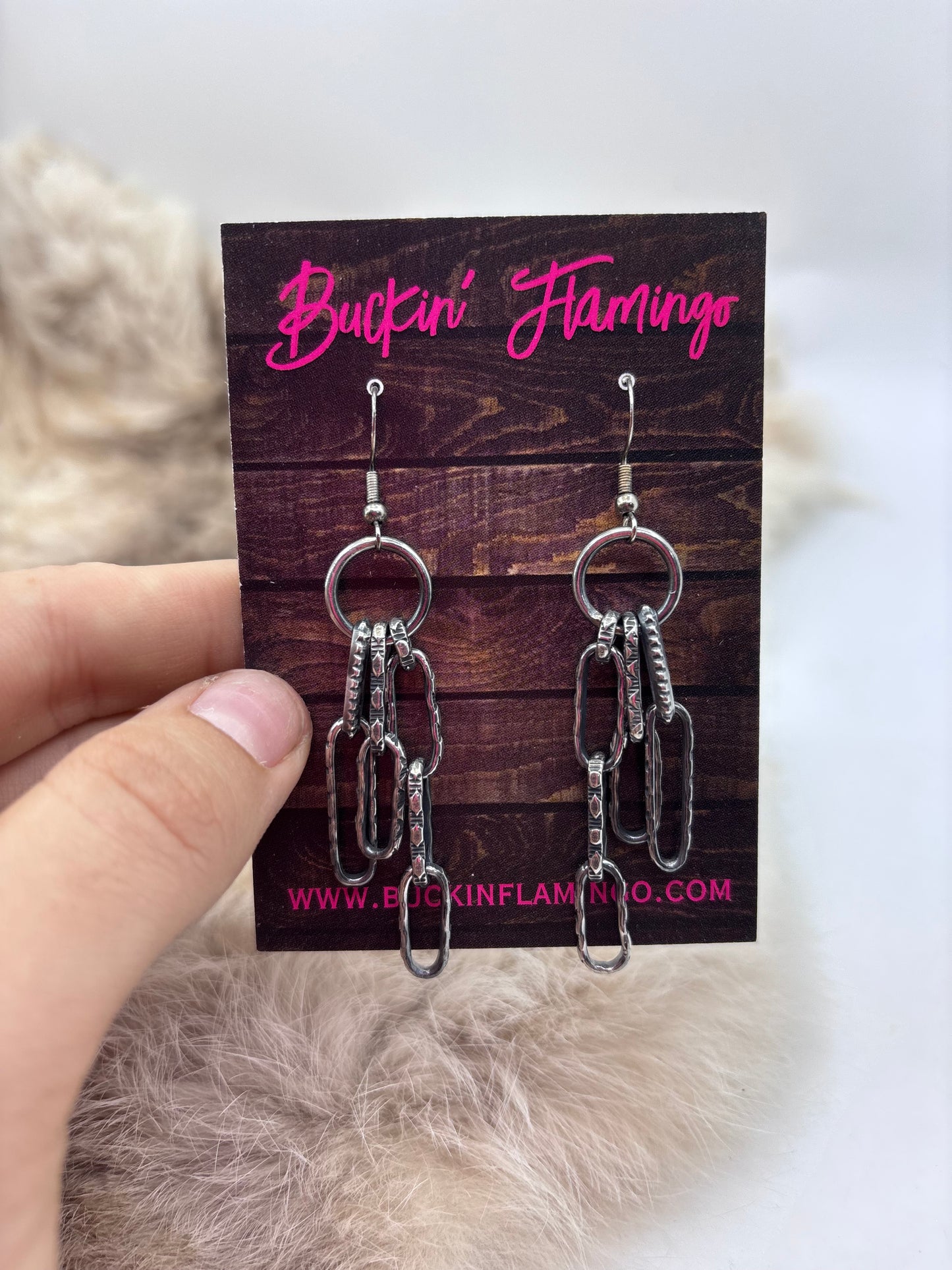 Bad Bronc Paperclip Chain Dagle Earrings