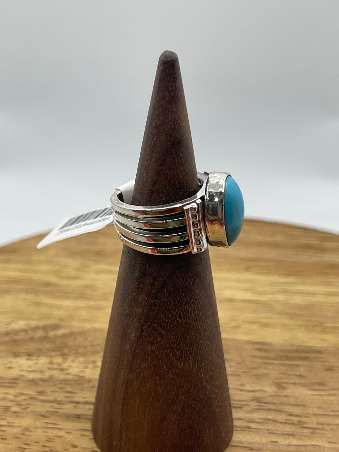 9.0 Turquoise 3 Row Band Ring by Thomas Yazzie, Navajo