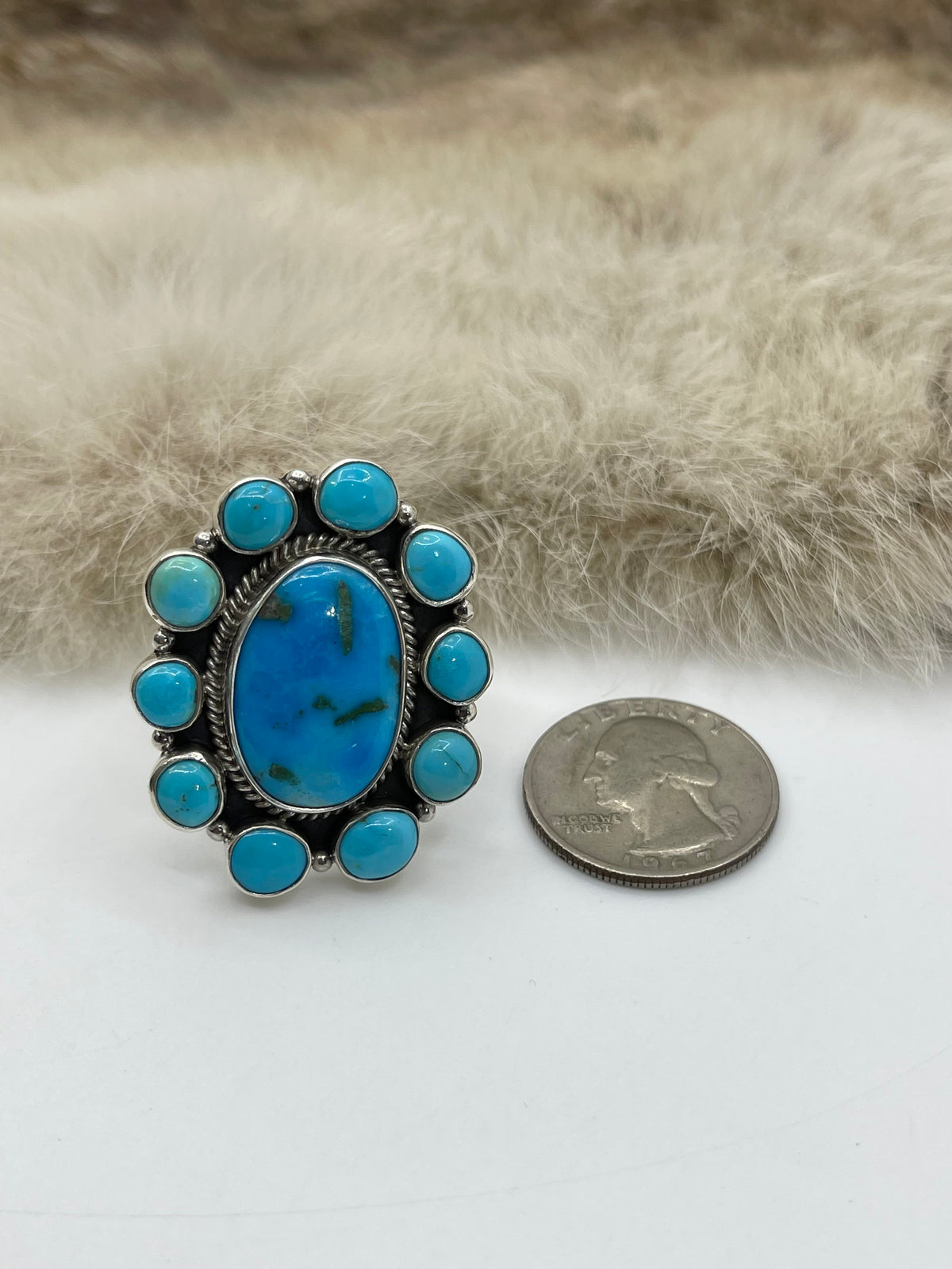 7.5 & Up Kingman Turquoise Adjustable Ring