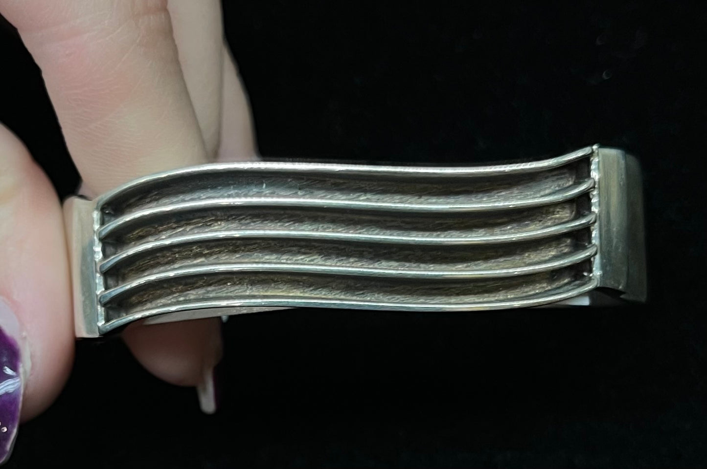 6 1/2" Sterling Silver Wave Cuff by Bahe, Navajo