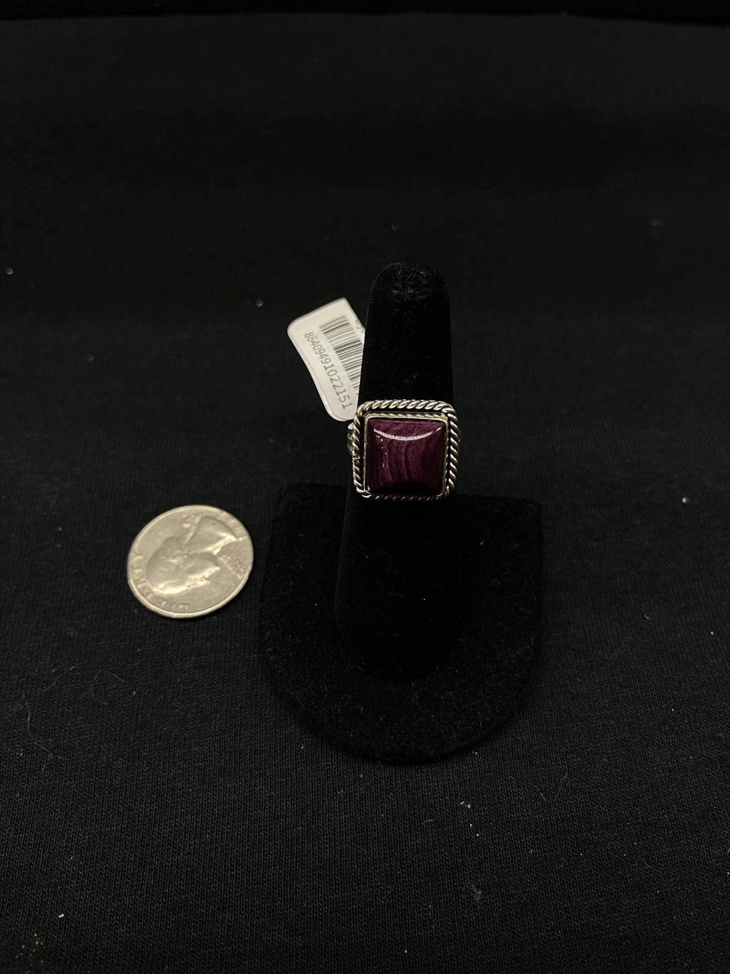 6.0 Purple Spiny Oyster Shell Square Rings