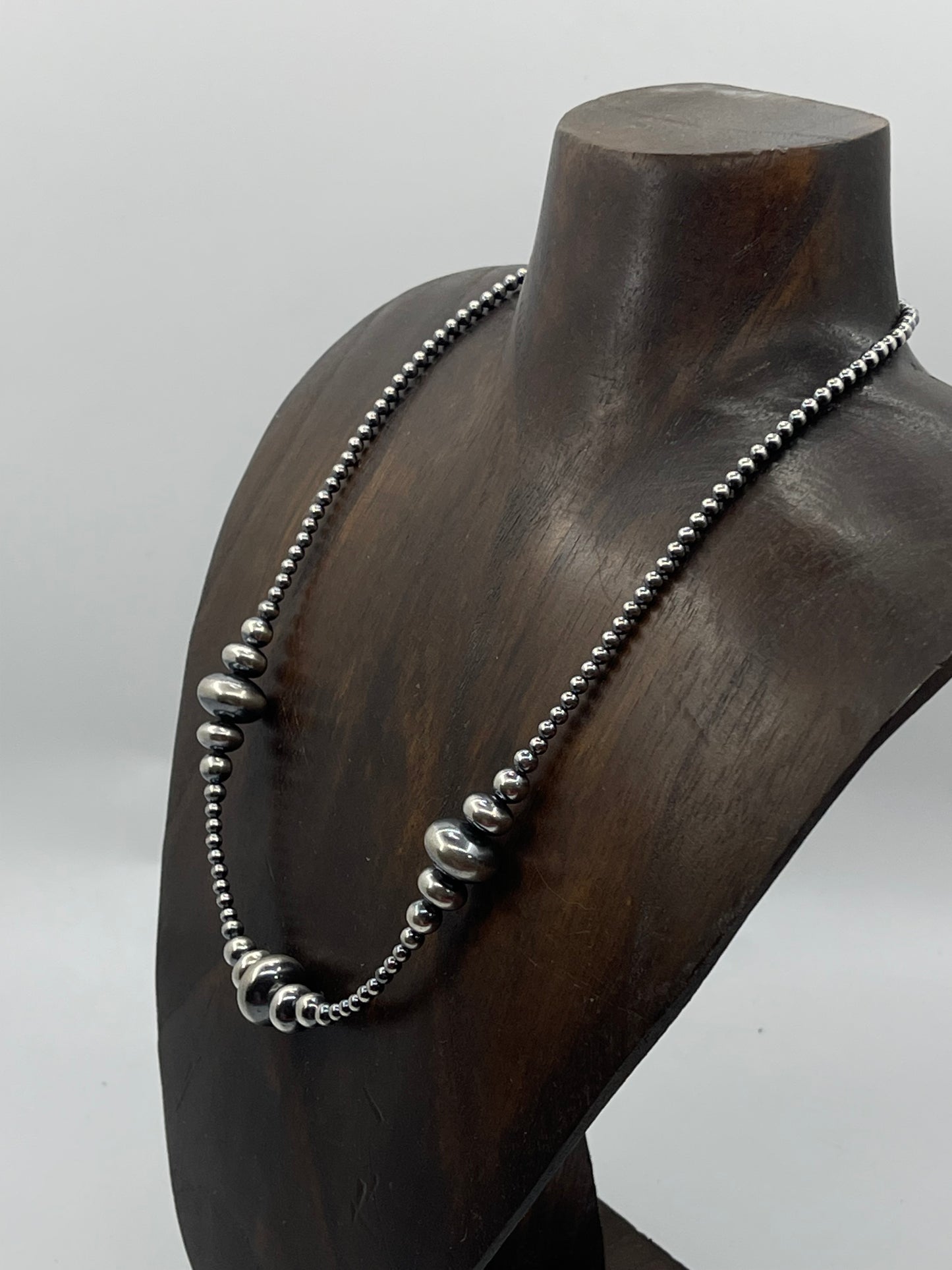 18" 3mm-14mm Varied Rondelle Navajo Pearl Necklace