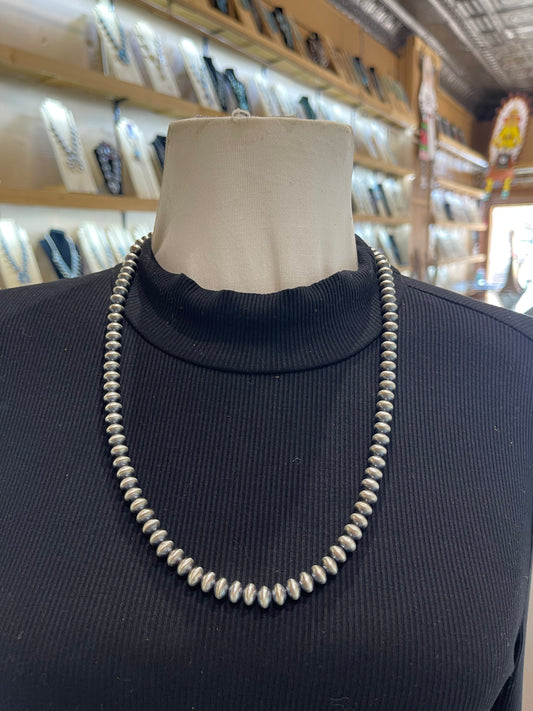 24" 8mm Handmade Navajo Pearls by Bryannen Halwood, Navajo