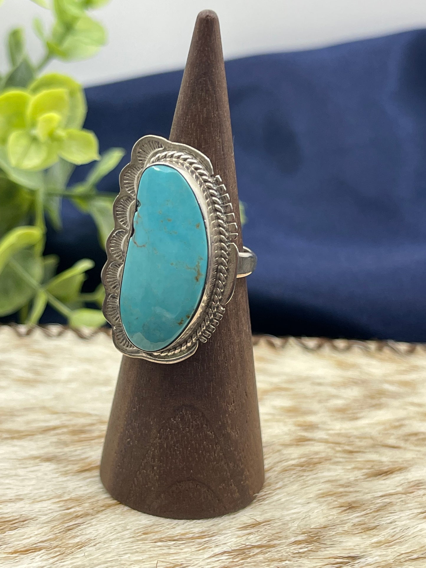 6.5 Kingman Turquoise Ring by John Nelson, Navajo