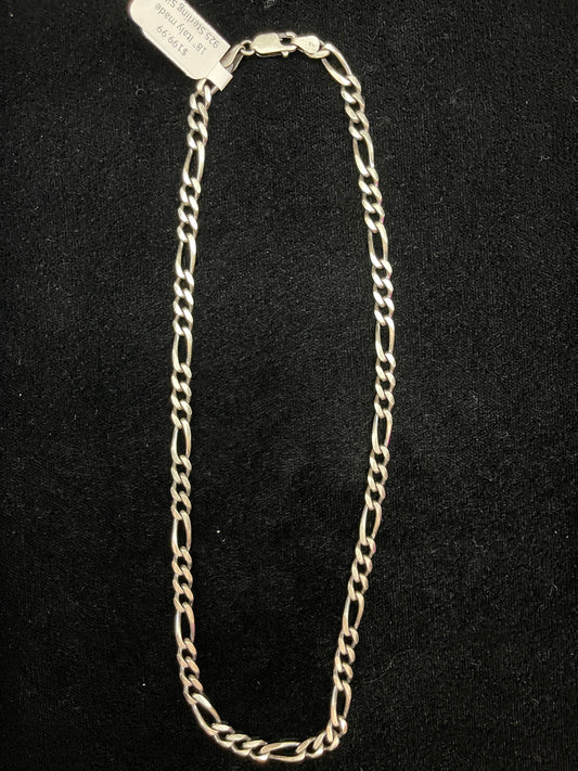 18" Figaro Style 925 Sterling Silver Chain, made in Italy