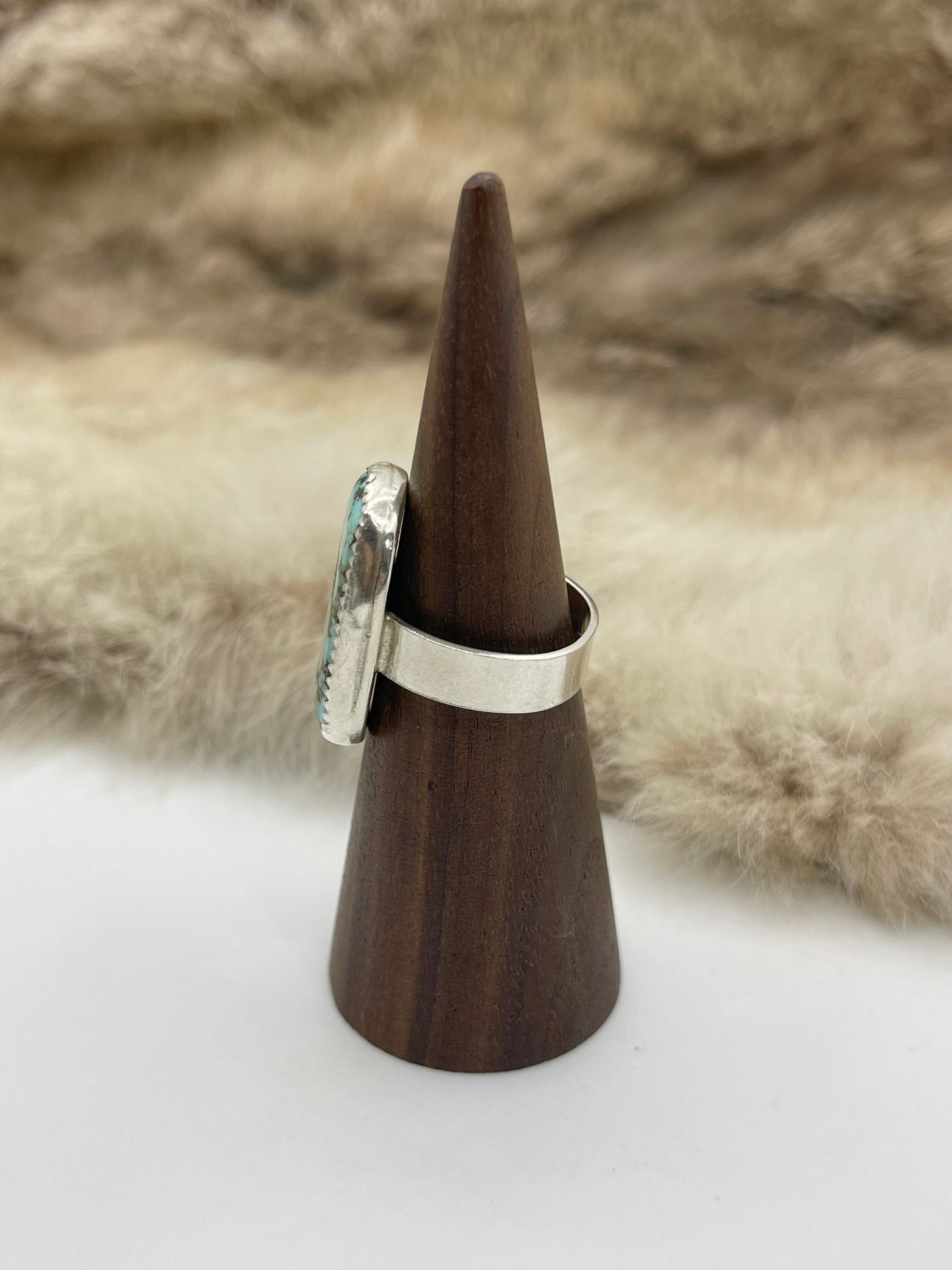 8.0 #8 Turquoise Ring by Carrie Cannon, Kiowa