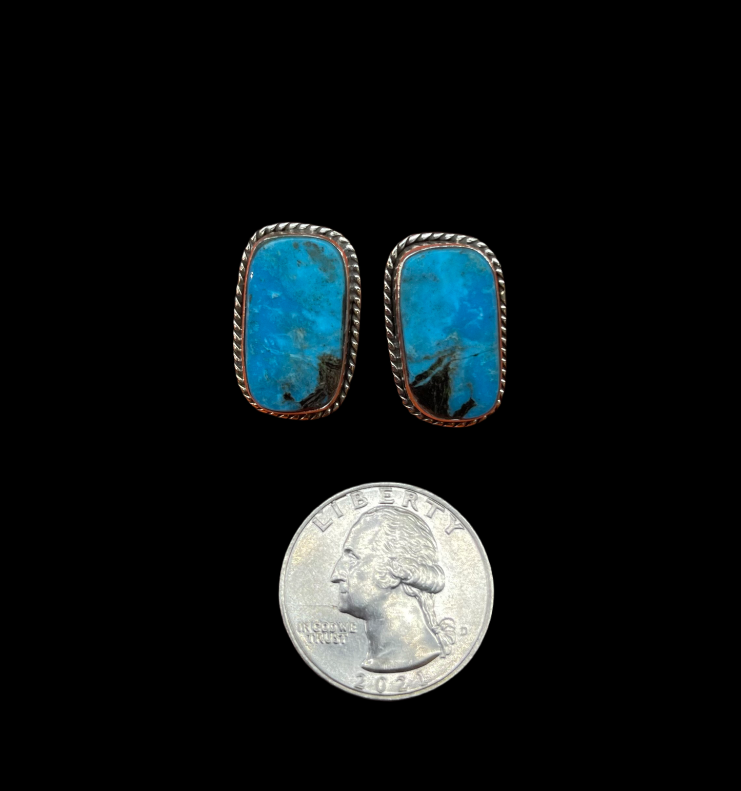 Kingman Turquoise Square Post Earrings