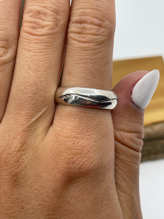 4.0 Silver Stamped Ring by Gary Sandoval, Navajo