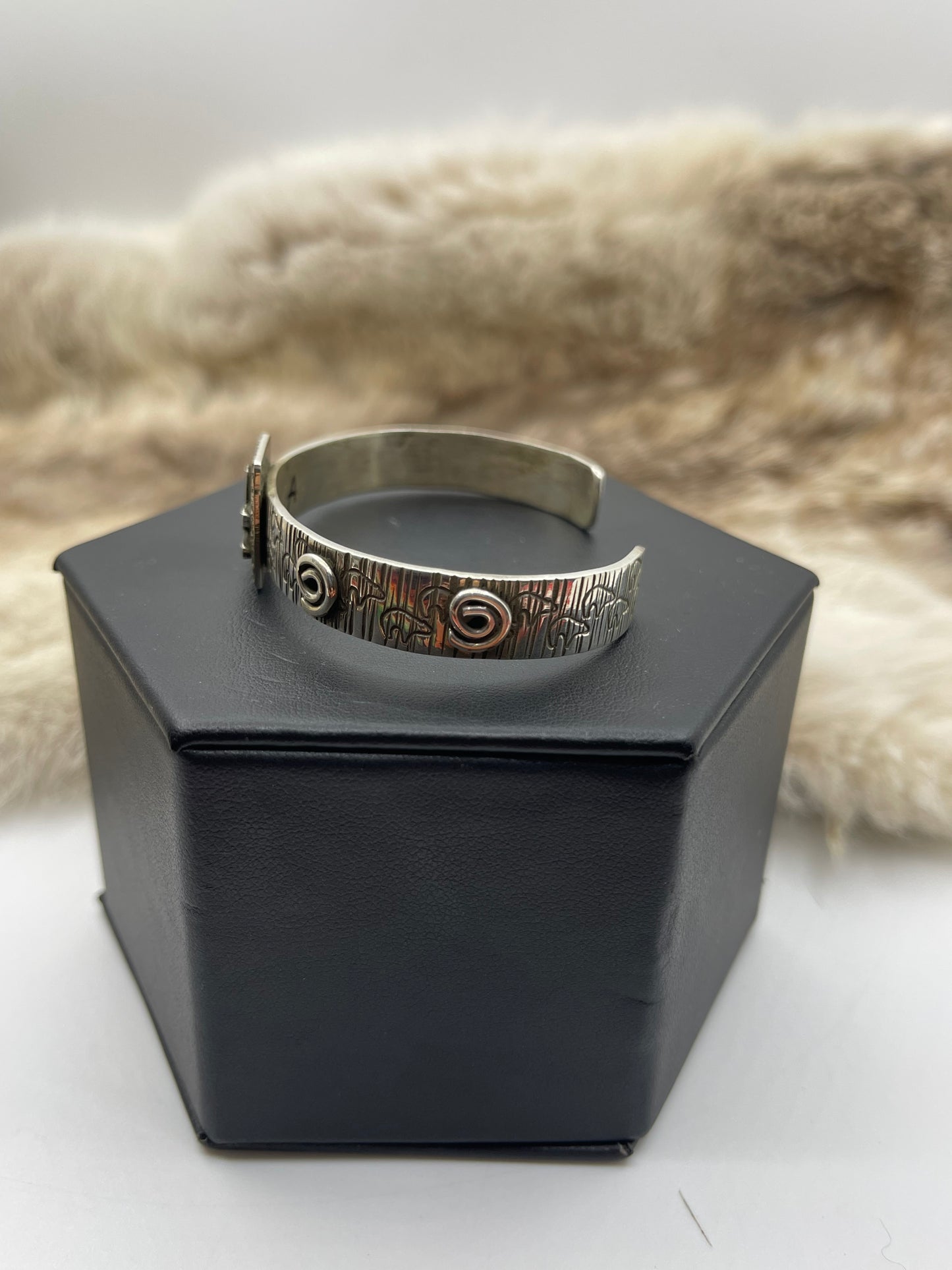 5.75”-7" Turtle Mini Petroglyph Cuff by Alex Sanchez, Navajo