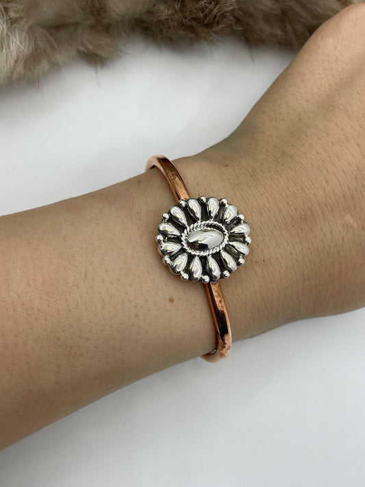5.25”-7” Copper Band with Silver Cluster by Charlene Yazzie, Navajo