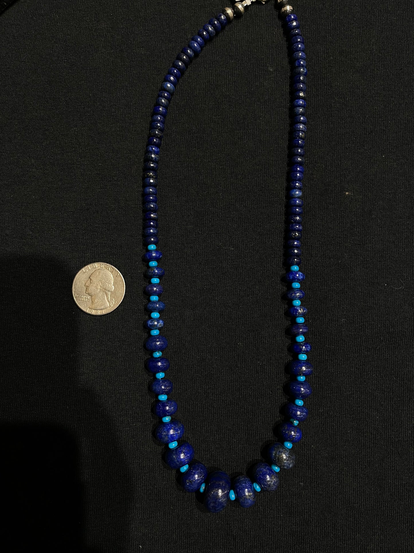 20" Graduated Lapis and Turquoise Stone Necklace